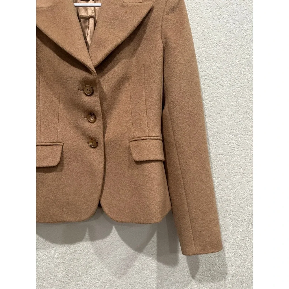 Michael Kors Collection Camel Hair Blazer Italy Tan Peaked Lapel KDL808A 6
